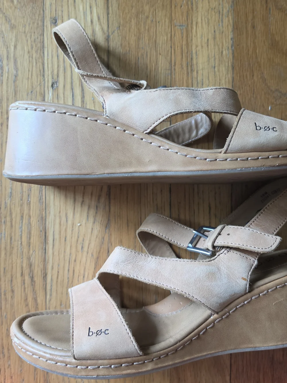b.o.c Tan Leather Platform Sandals